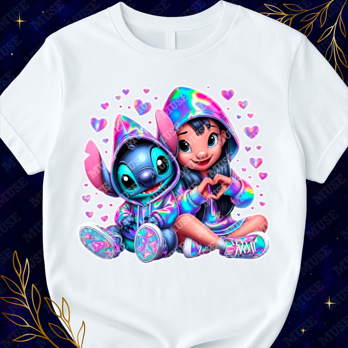 π Cute Stitch & Lilo PNG β Colorful Hoodie Friends Heart Design
