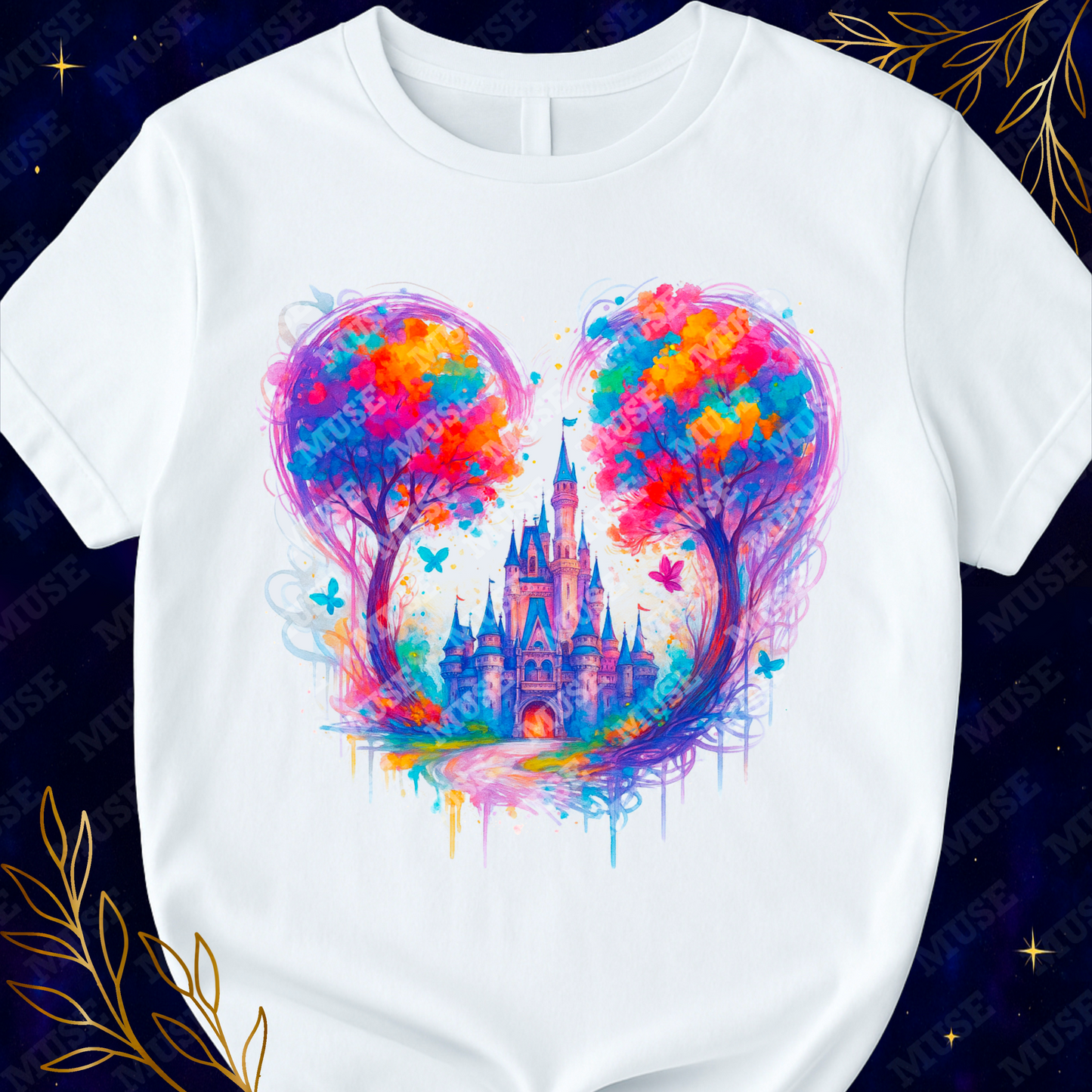 Fantasy Castle PNG – Vibrant Heart Trees & Dreamy Fairytale Design