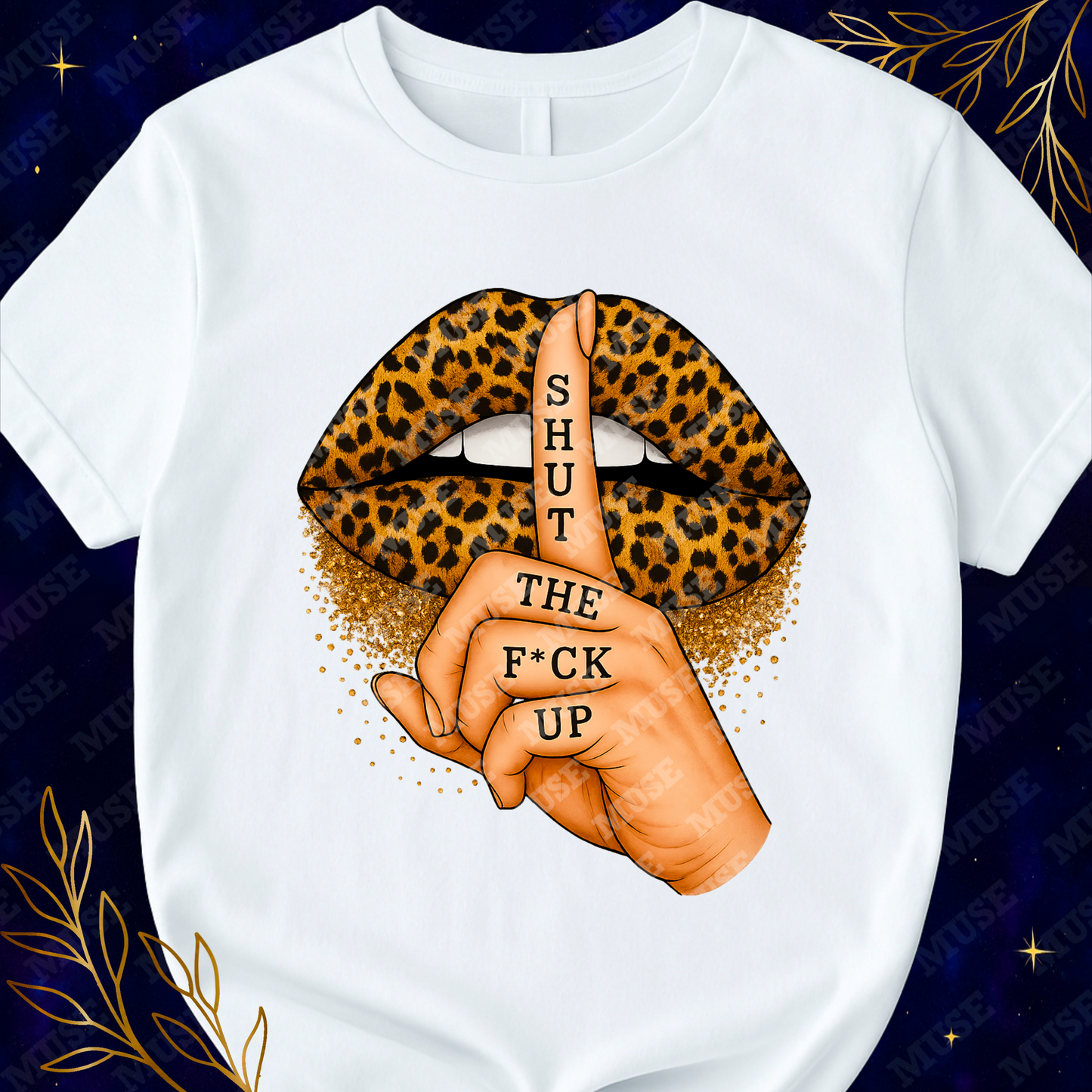 π€ Shut the F*ck Up PNG β Leopard Lips & Glitter Finger Sublimation Design | Digital Download