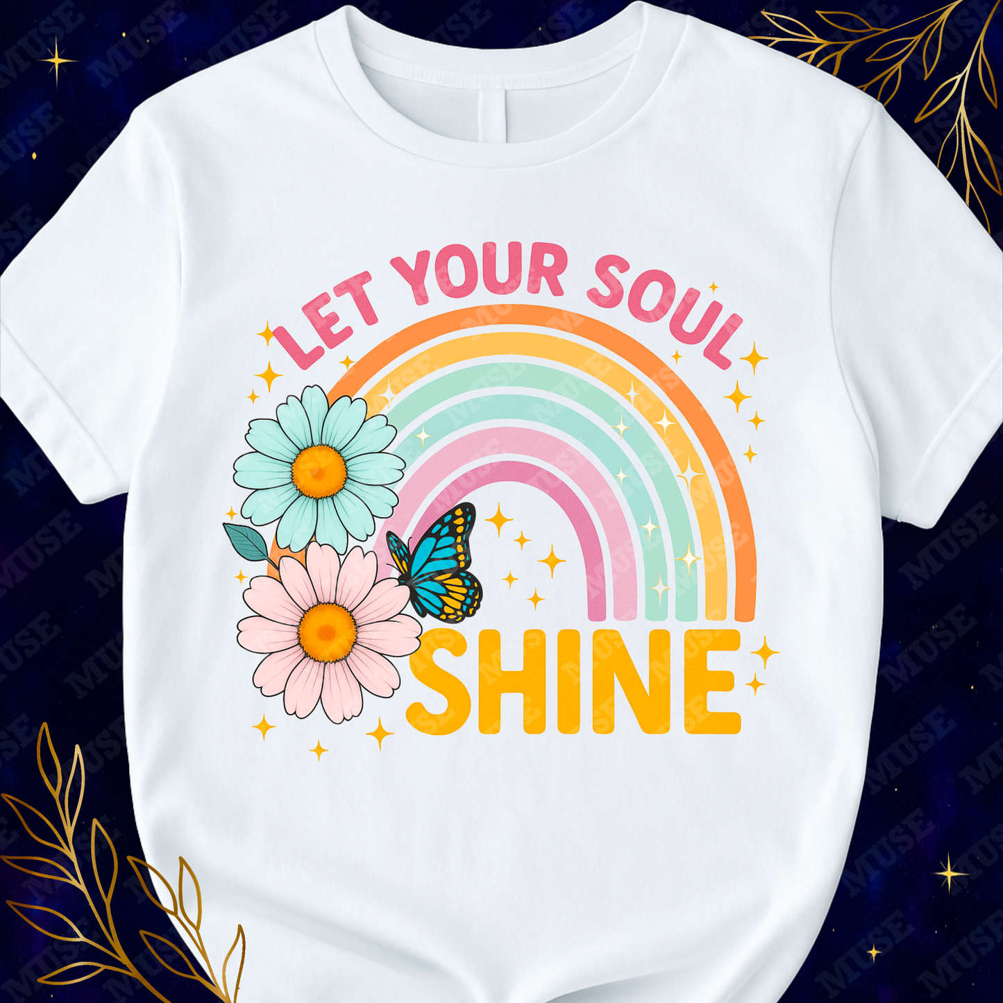 π Let Your Soul Shine PNG β Retro Rainbow & Floral Sublimation Design | Digital Download