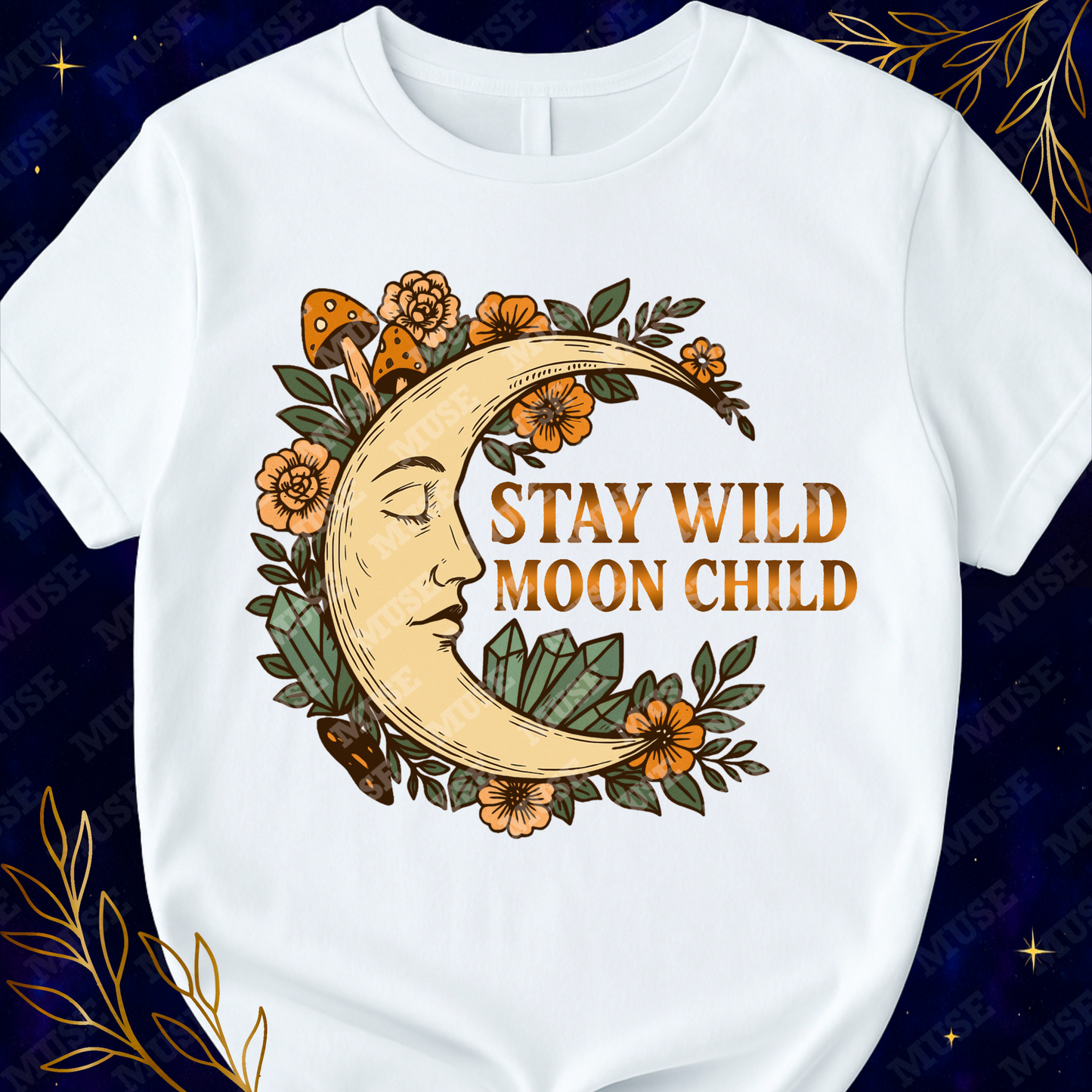 π Stay Wild Moon Child PNG β Crescent Moon and Boho Florals