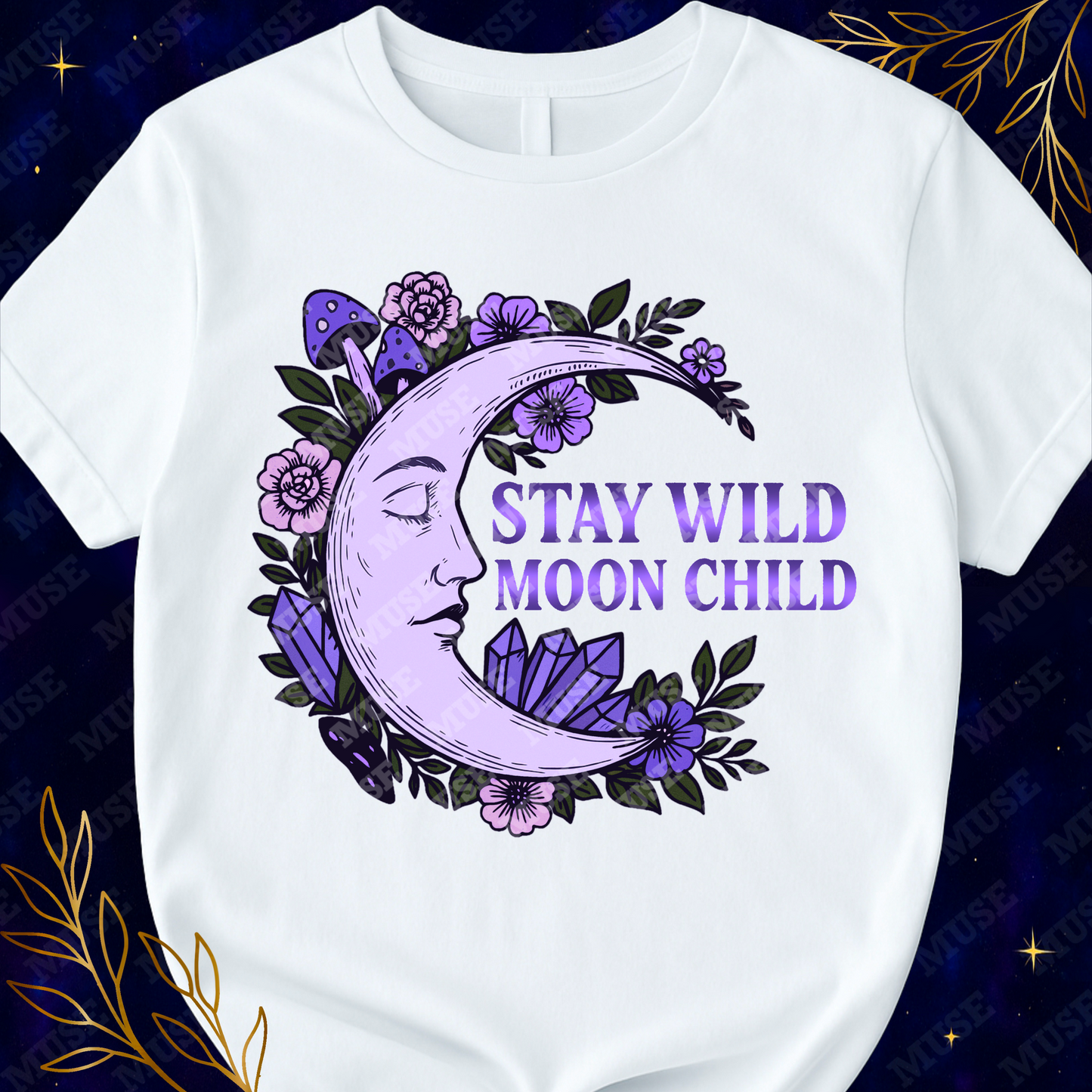 π Stay Wild Moon Child PNG β Crescent Moon and Boho Florals