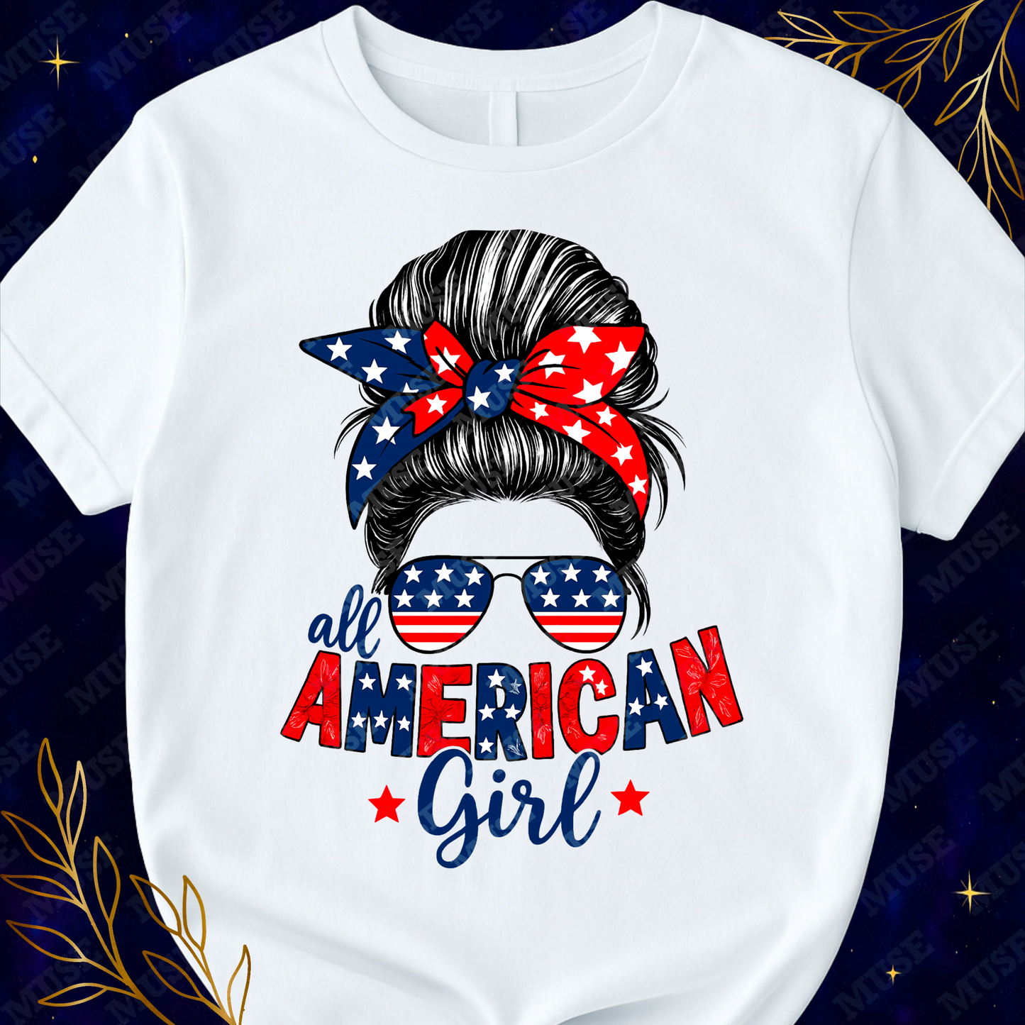 ๐บ๐ธ All American Girl โ Patriotic Retro Bandana Design