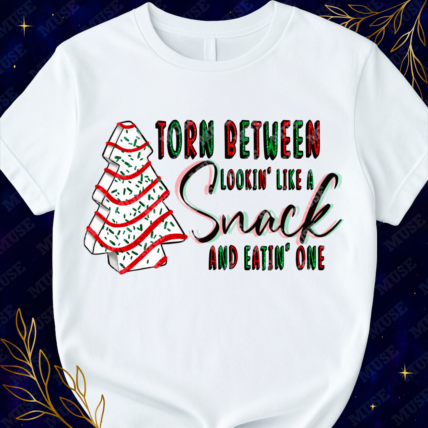 🌲 Torn Between Snack PNG – Funny Christmas Cookie Quote