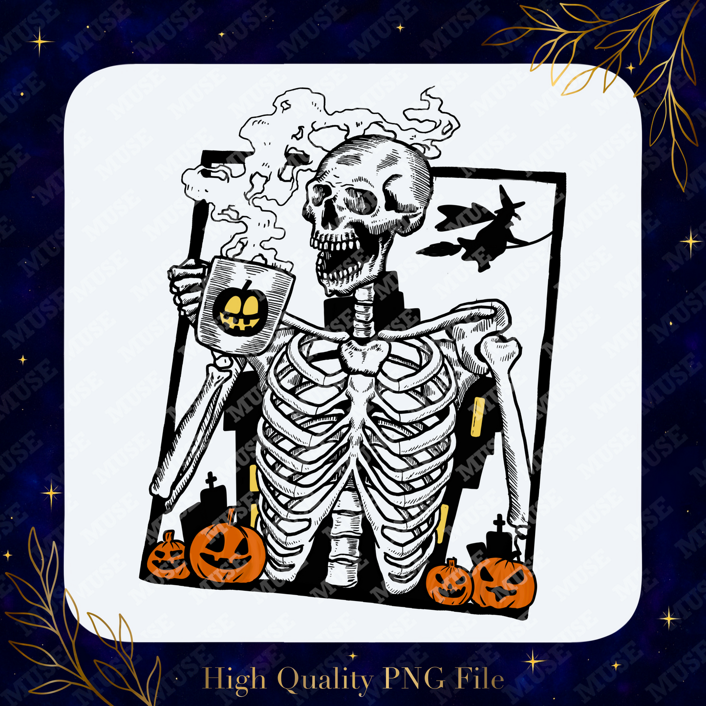 π Halloween Coffee Skeleton PNG β Spooky Fall Skeleton Design