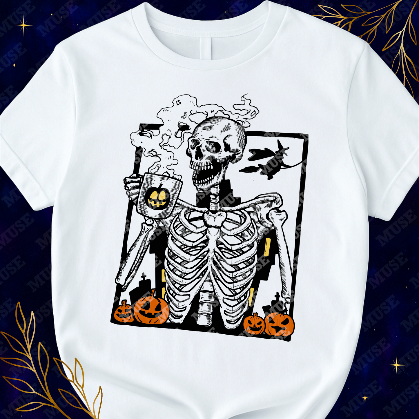 π Halloween Coffee Skeleton PNG β Spooky Fall Skeleton Design
