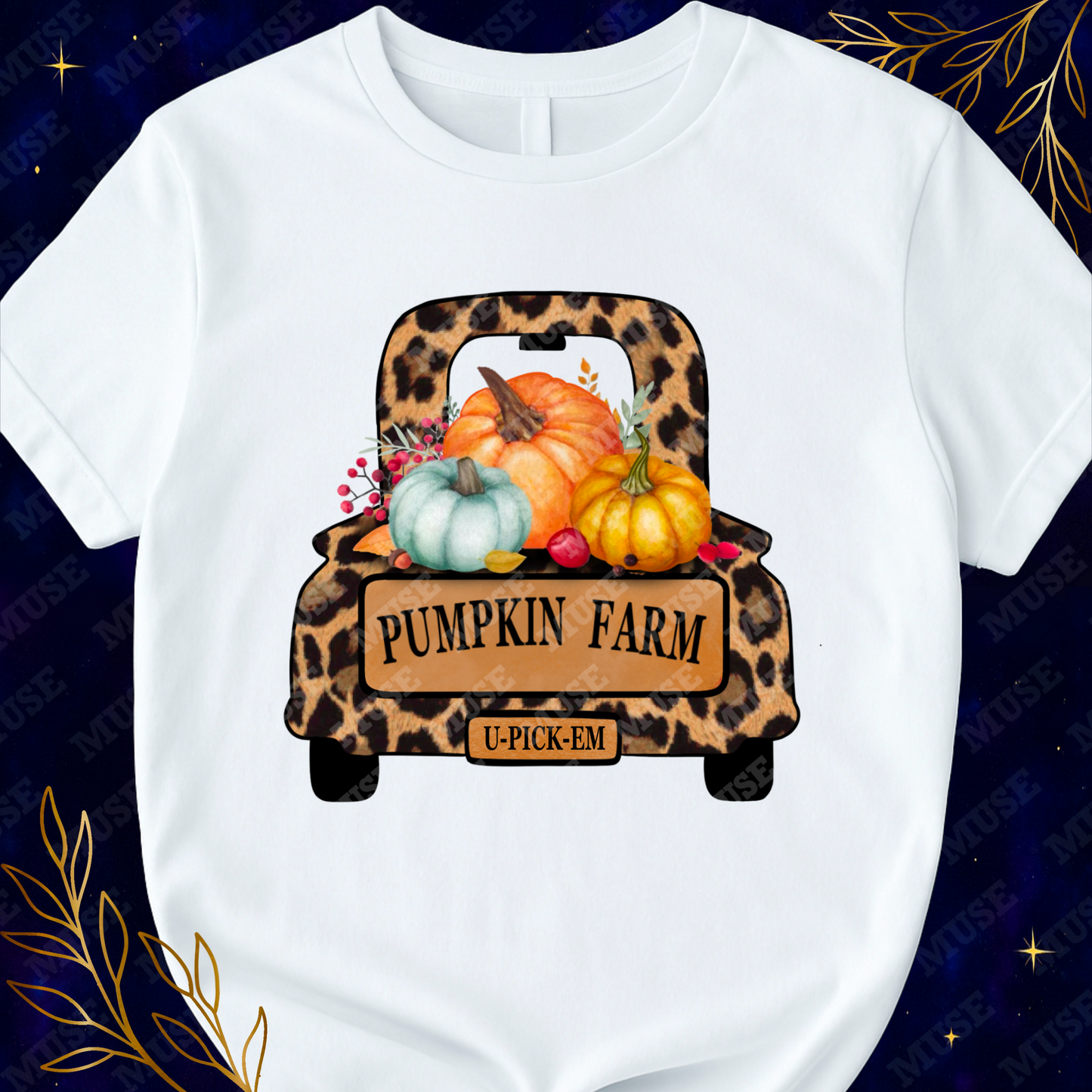 π Pumpkin Farm Leopard Truck PNG β Rustic Fall Harvest Design