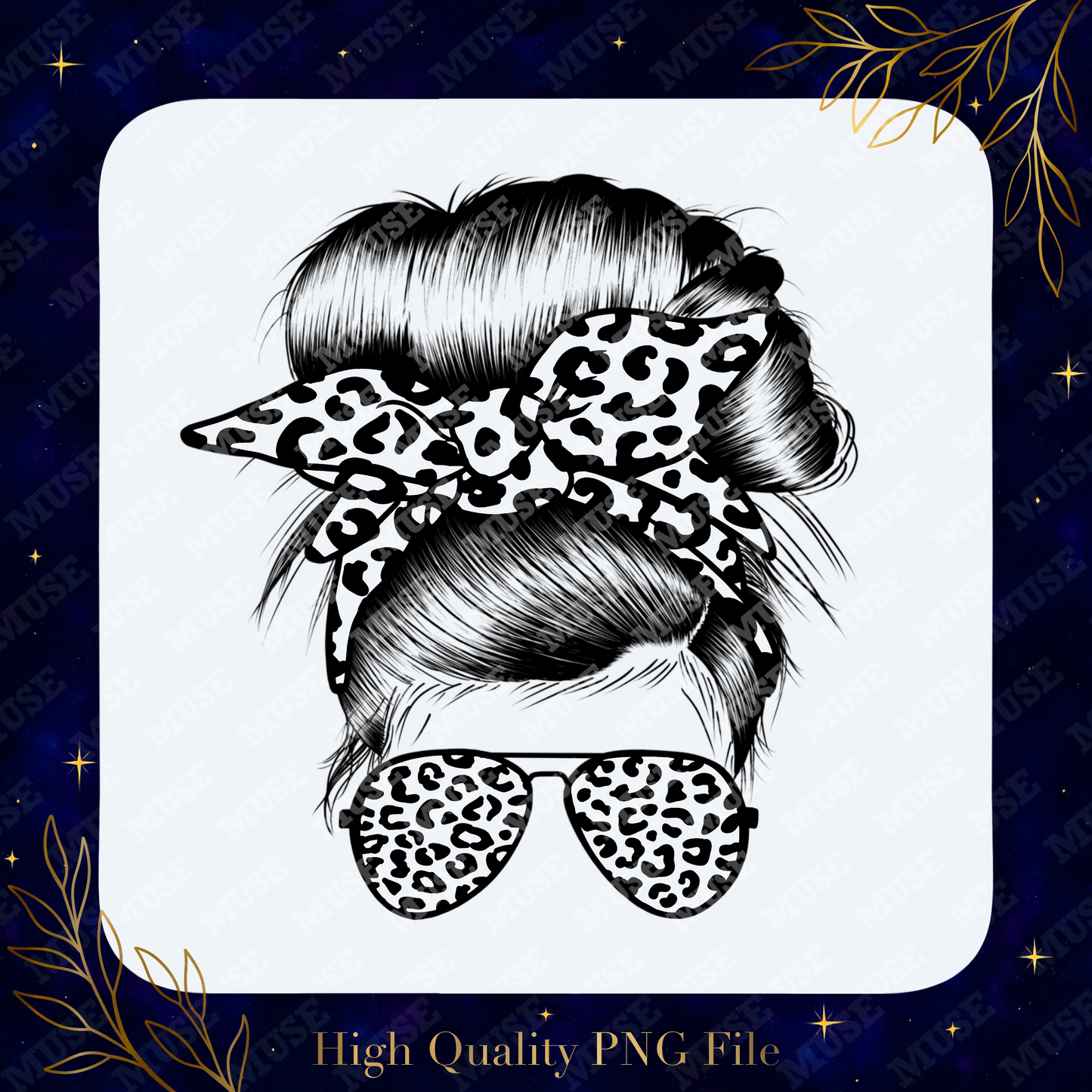 π Leopard Bandana Glasses Mama PNG β Wild Messy Bun Mom Design