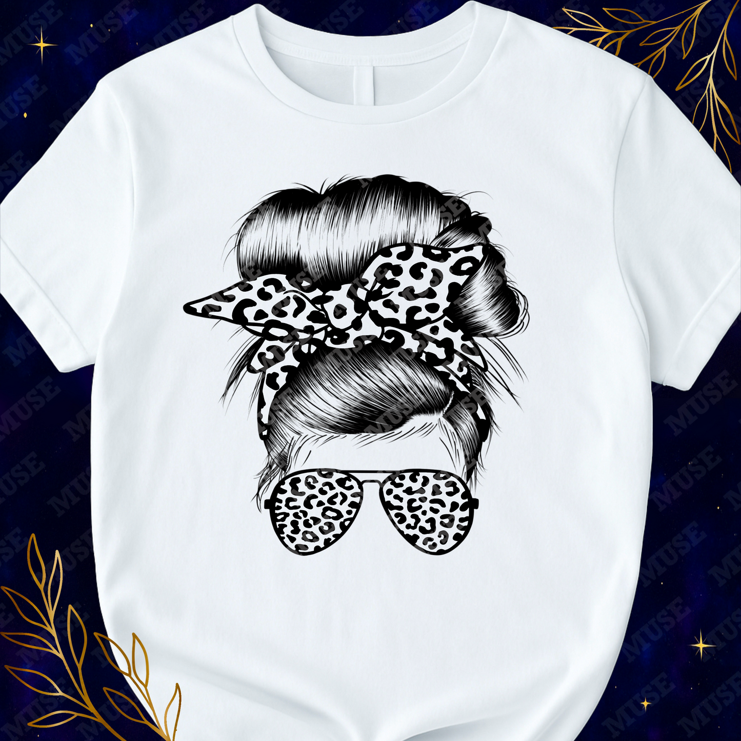 π Leopard Bandana Glasses Mama PNG β Wild Messy Bun Mom Design