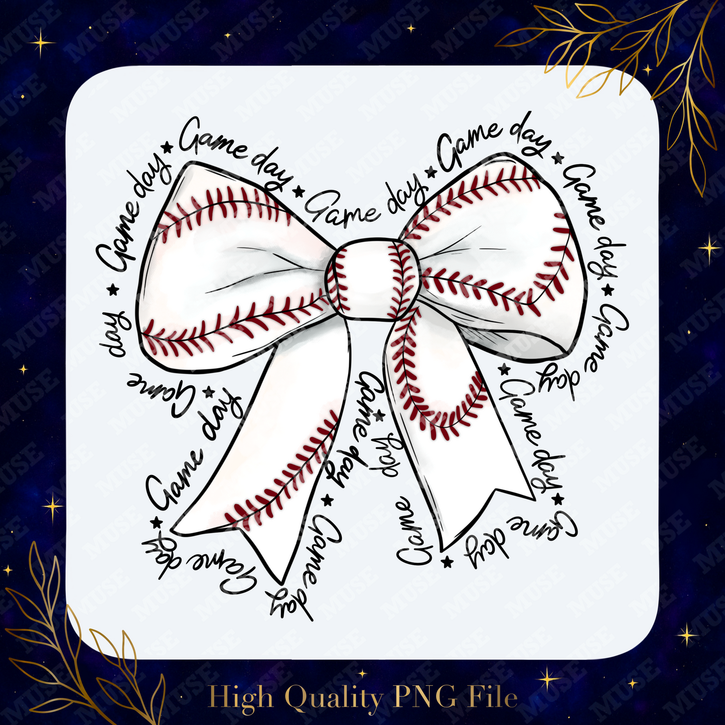 π Game Day Bow β Baseball Stitch Design