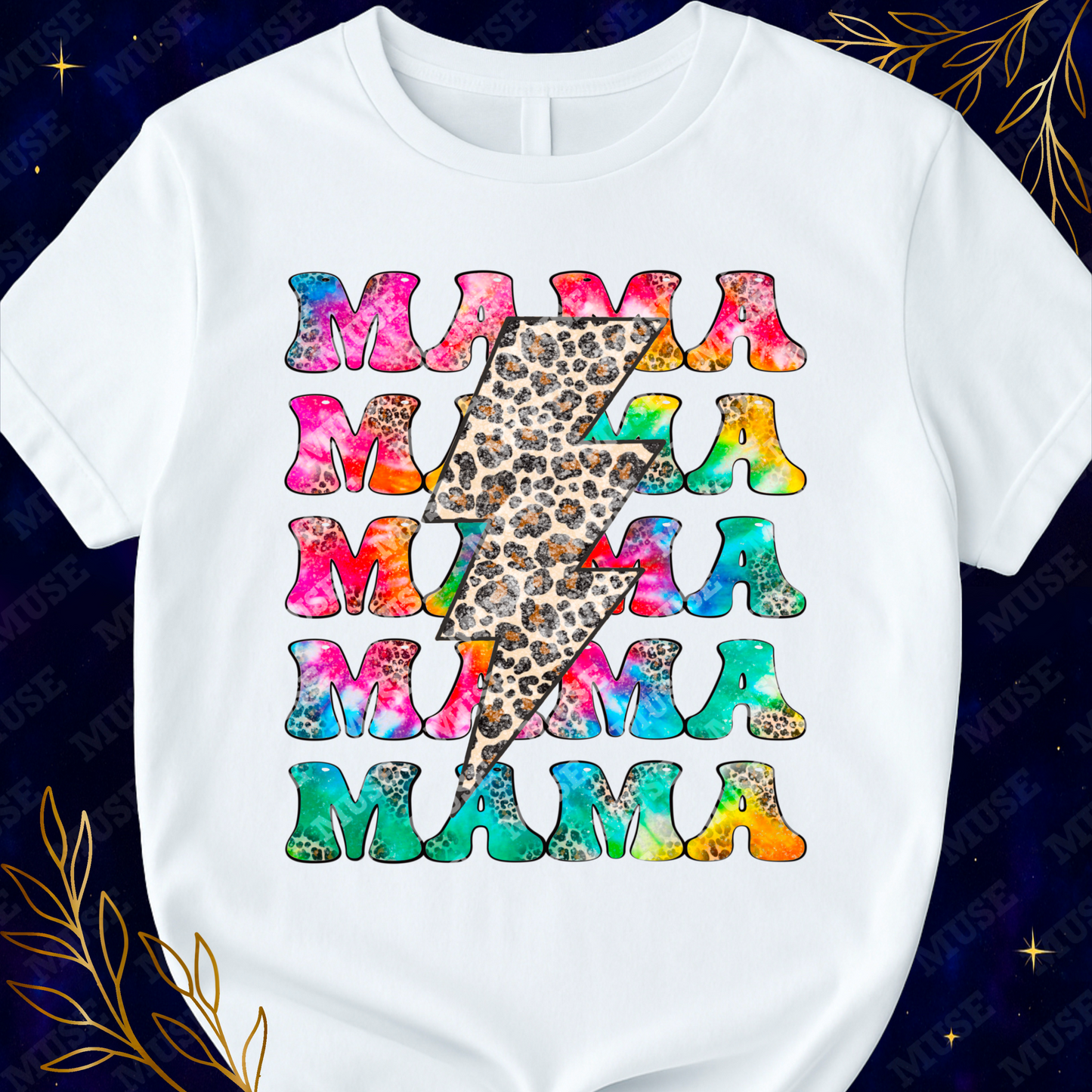 ⚡ Colorful Mama Lightning Bolt Leopard Print Design