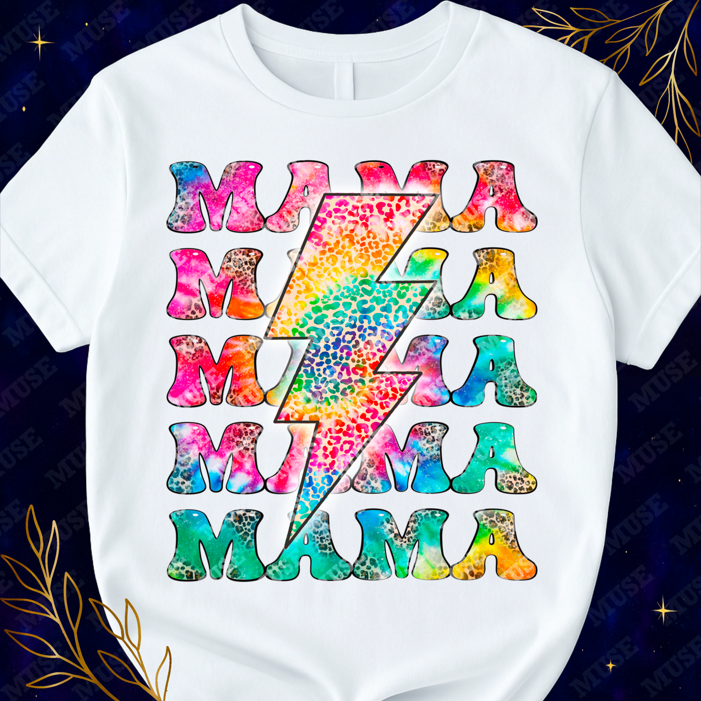 ⚡ Colorful Mama Lightning Bolt Rainbow Leopard Print Design