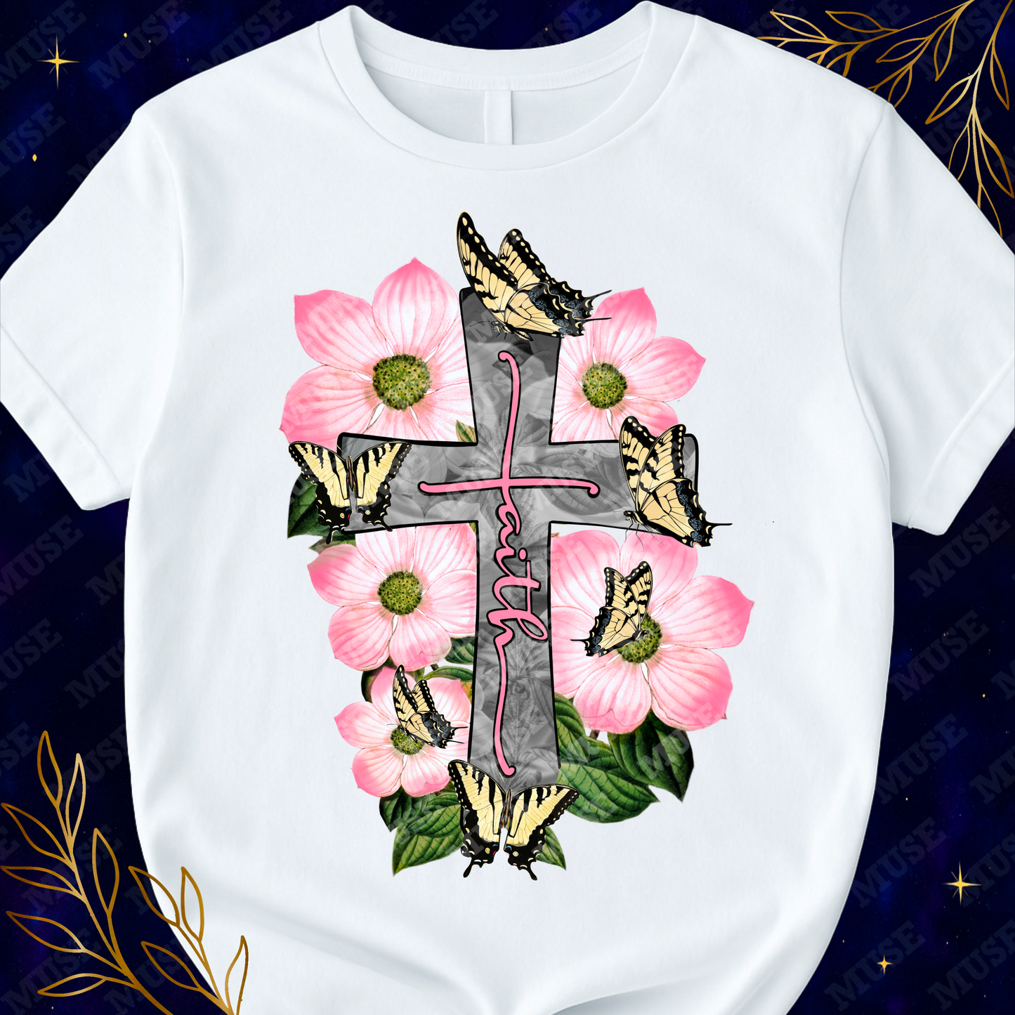 🦋 Faith Floral Cross Digital Design