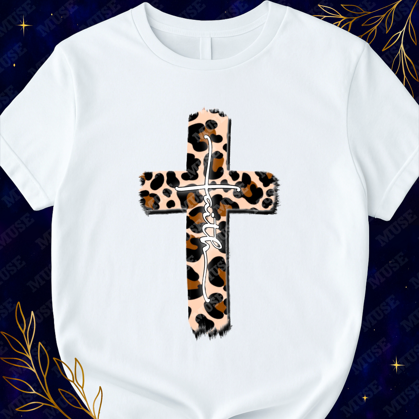 ๐ Leopard Print Faith Cross Digital Design