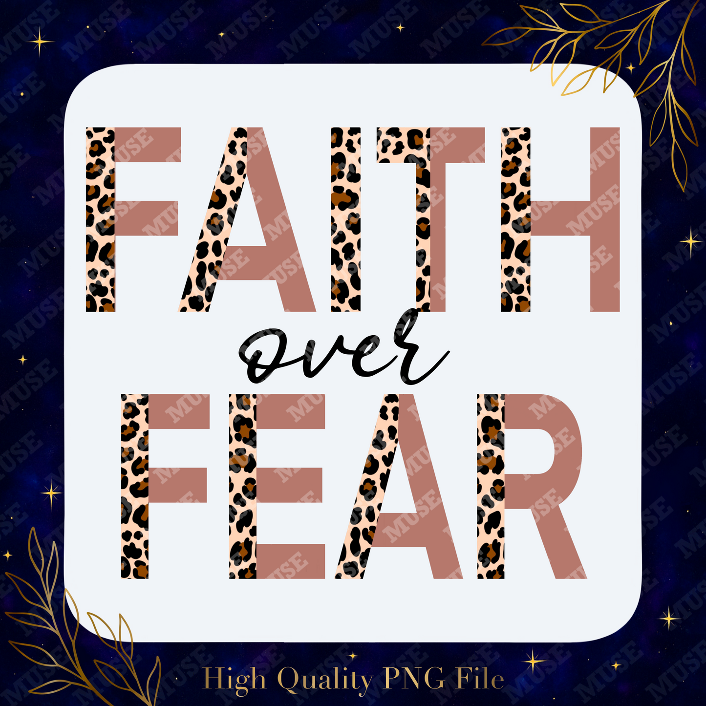 🐆 Faith Over Fear Leopard Digital Design (Blush)