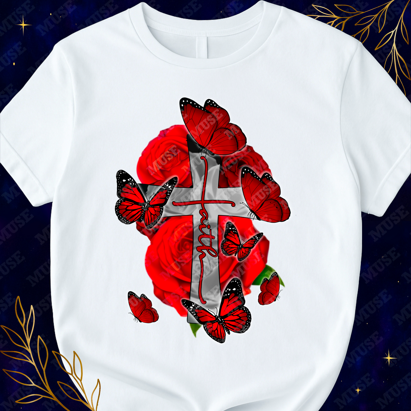 🌹 Faith Cross With Red Roses Digital Design
