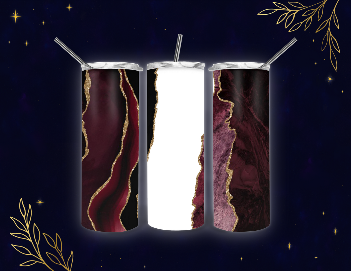 π· Burgundy Gold Marble Seamless Tumbler Wrap PNG