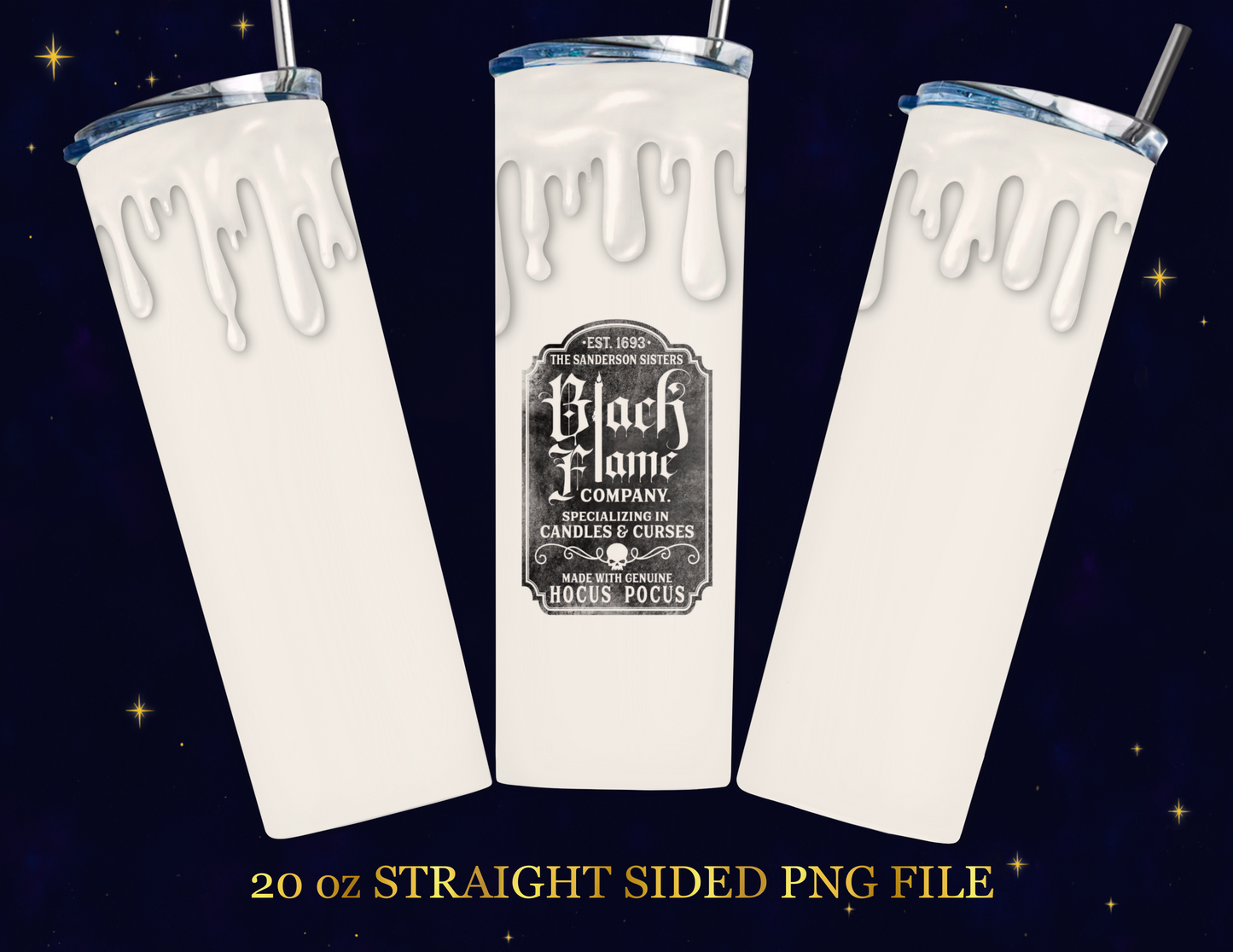 🕯️ Black Flame Candle Drip Tumbler PNG Wrap