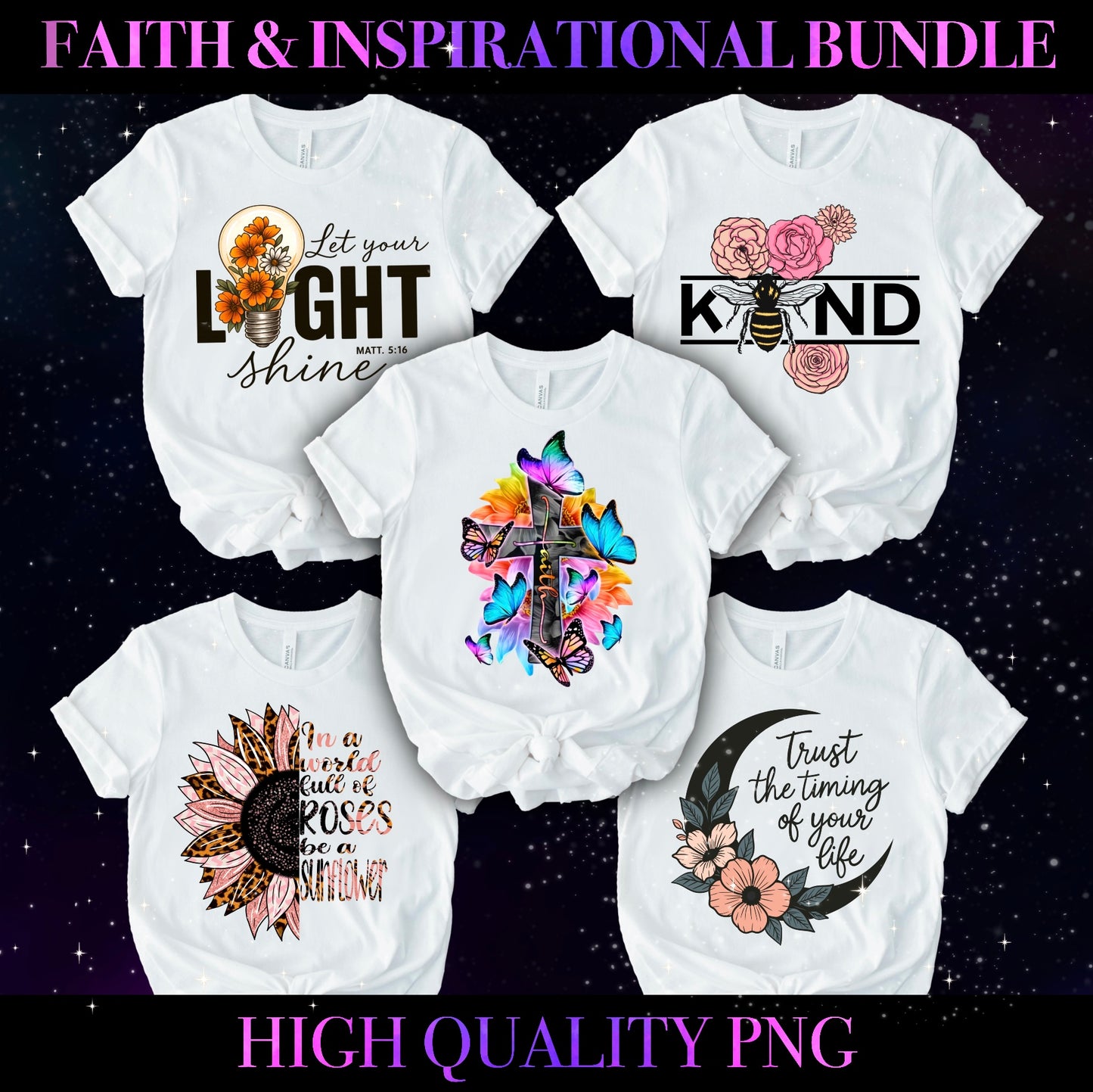 Faith & Inspirational PNG Bundle – 5 Designs
