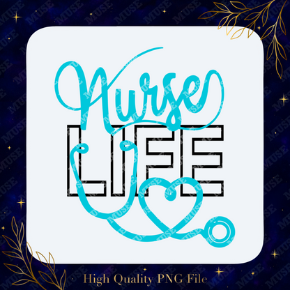 💙 Nurse Life PNG – Stethoscope Heart Medical Design