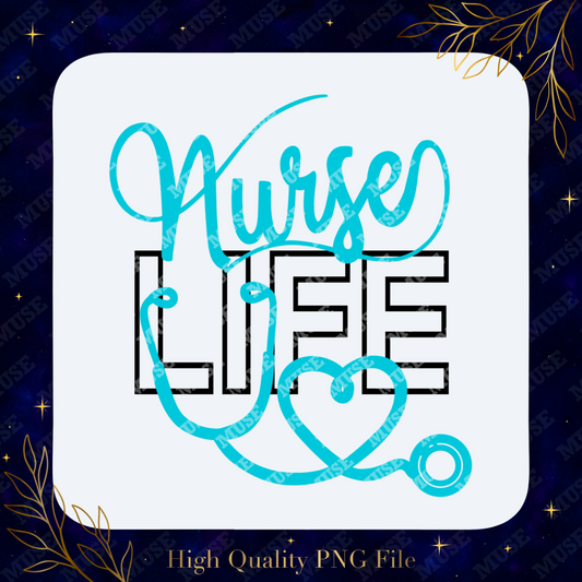 💙 Nurse Life PNG – Stethoscope Heart Medical Design