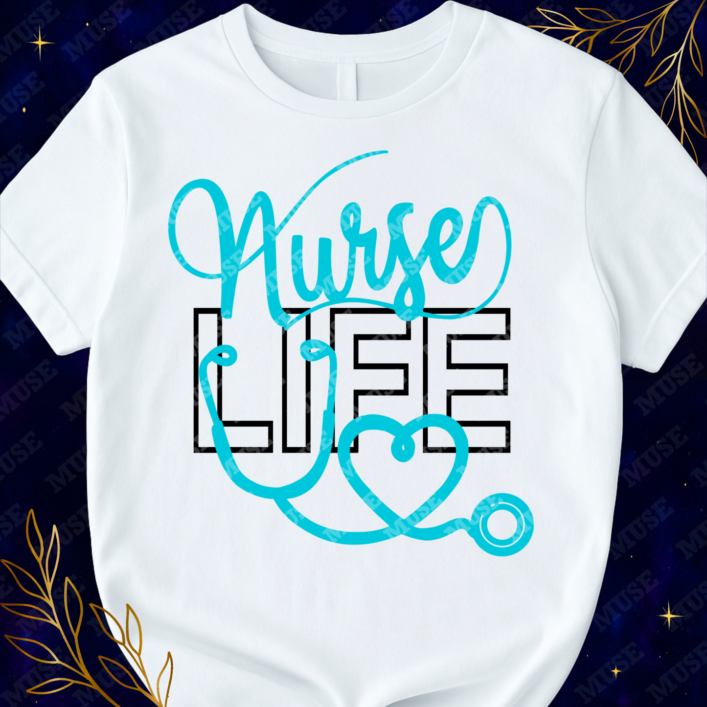 💙 Nurse Life PNG – Stethoscope Heart Medical Design