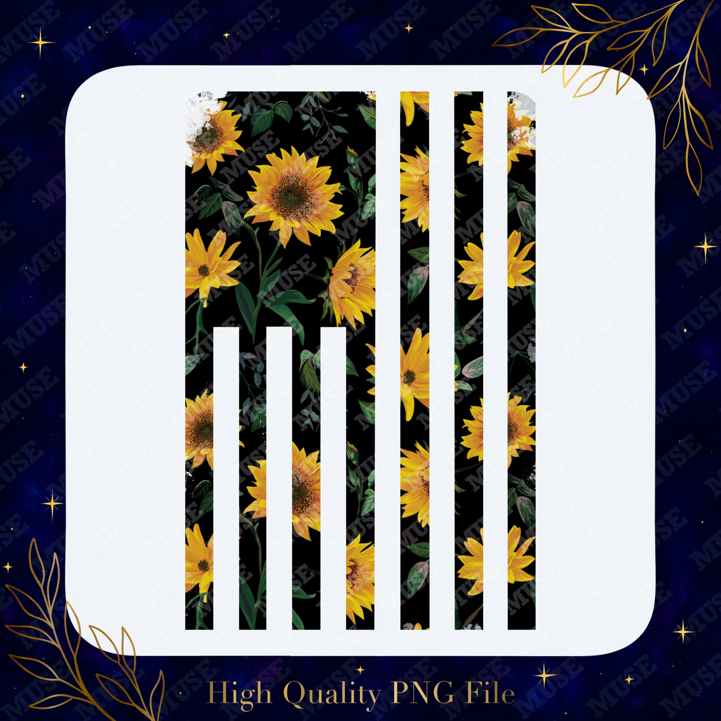 🌻 Sunflower Flag Stripe – Rustic Americana Floral Graphic