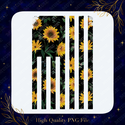 🌻 Sunflower Flag Stripe – Rustic Americana Floral Graphic