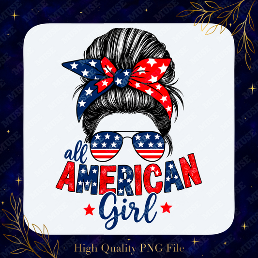 🇺🇸 All American Girl – Patriotic Retro Bandana Design