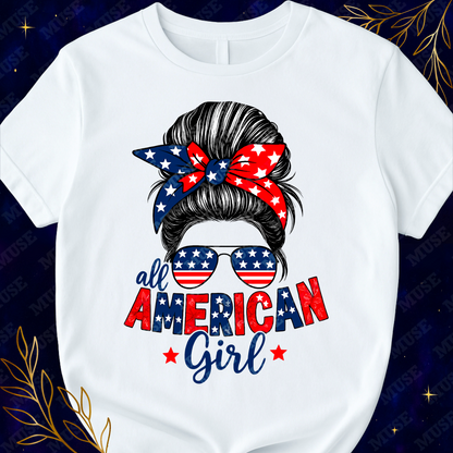 🇺🇸 All American Girl – Patriotic Retro Bandana Design