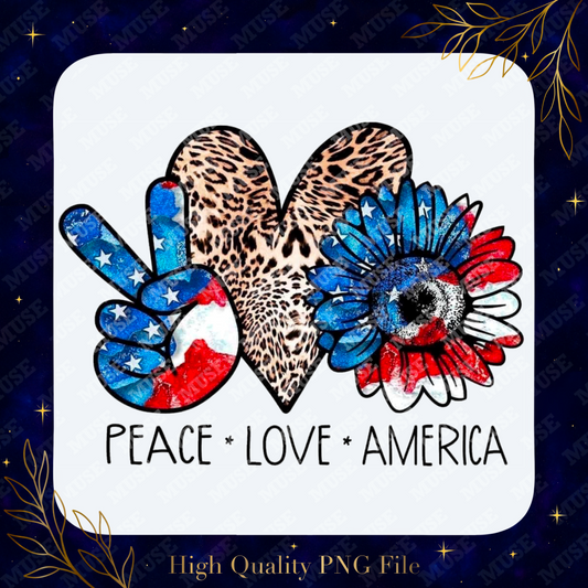 ✌️ Peace Love America – Leopard Heart Patriotic Boho Graphic