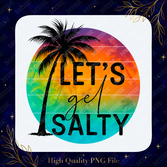 🌅 Let’s Get Salty Sunset Circle – Retro Palm Tree Graphic