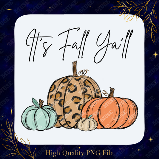🎃 It's Fall Y'all PNG – Leopard Print Pumpkin Autumn Design