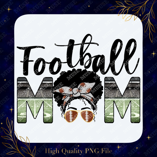 🏟️ Football MOM – Afro Puff Game Day Design