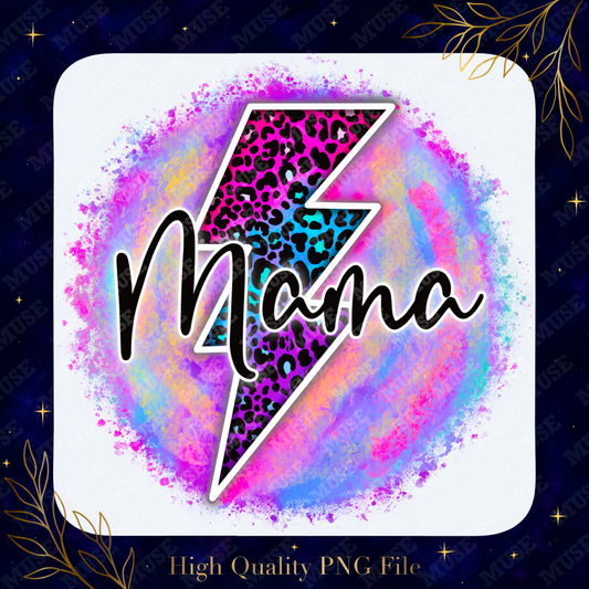 ⚡ Bright Leopard Lightning Mama PNG