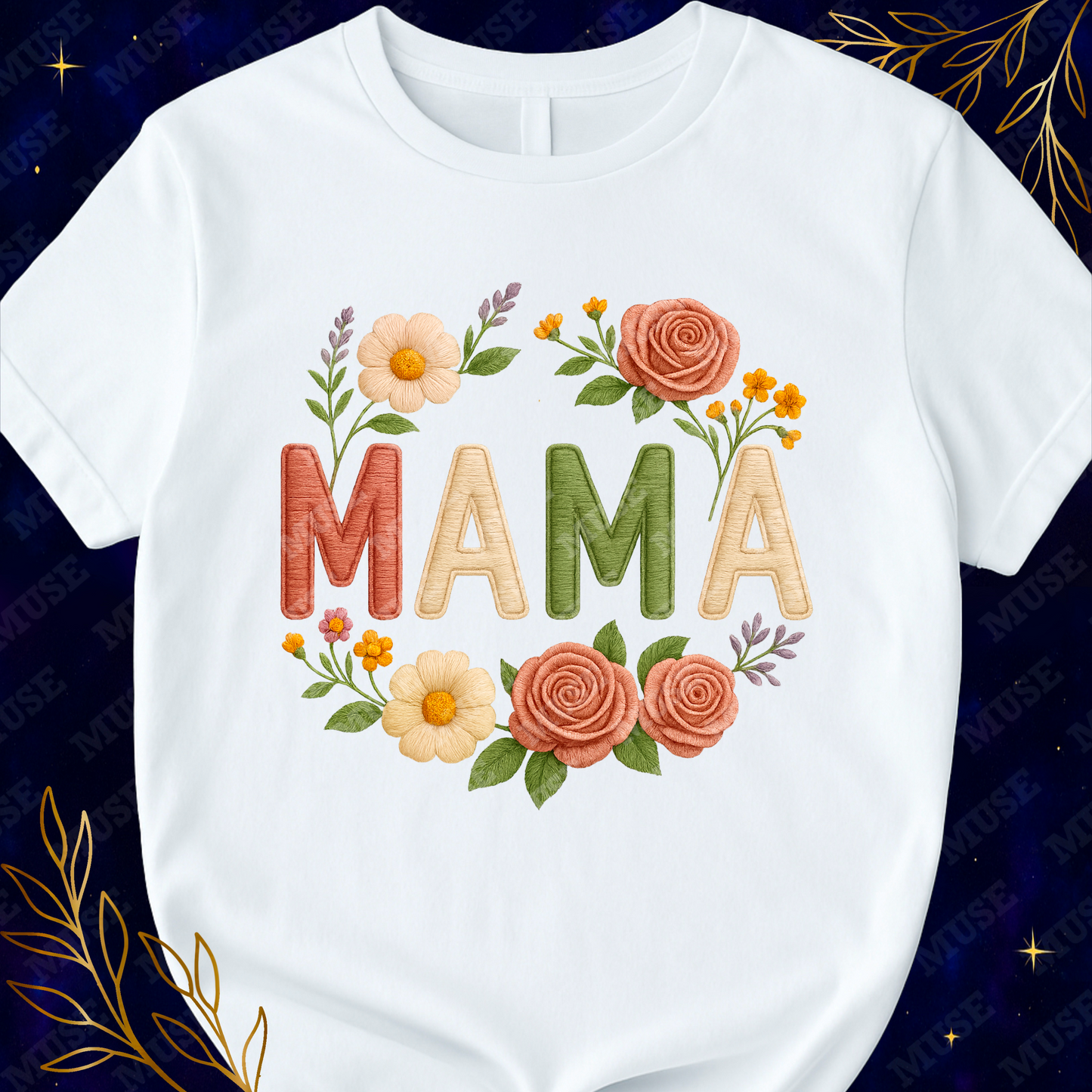 🌸 Mama Floral Embroidery Effect Digital Design