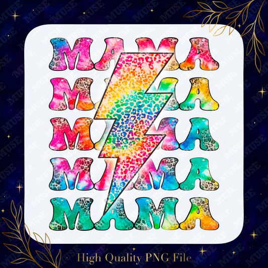⚡ Colorful Mama Lightning Bolt Rainbow Leopard Print Design