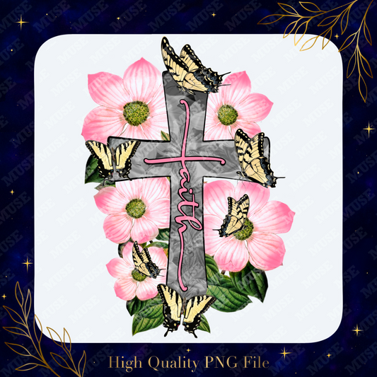 🦋 Faith Floral Cross Digital Design