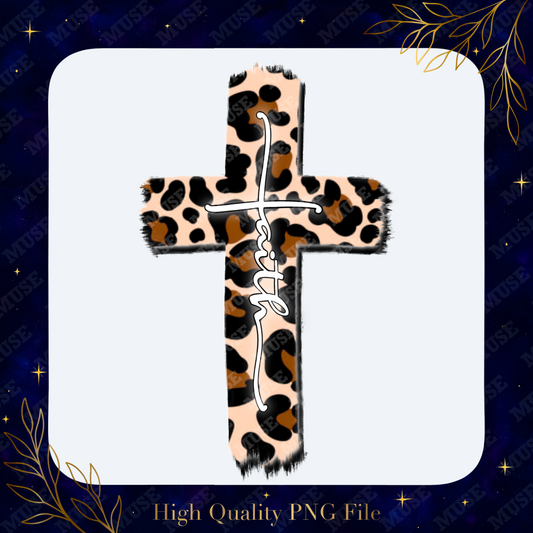 🐆 Leopard Print Faith Cross Digital Design