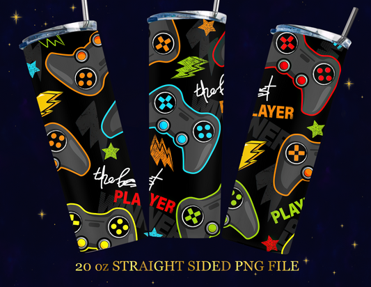 🎮 Gamer Controller Neon Tumbler PNG Digital Wrap