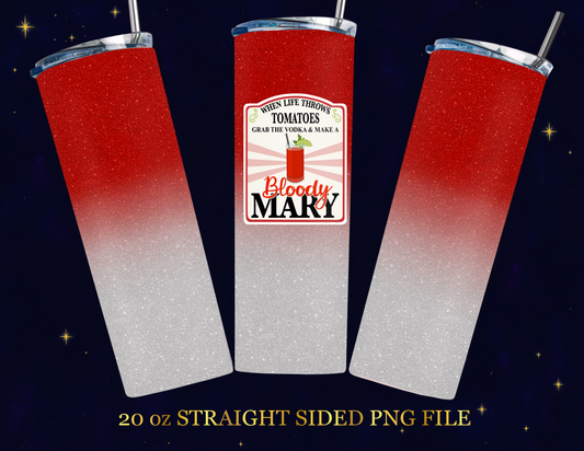 🍅 Bloody Mary Glitter Ombre Tumbler PNG Wrap