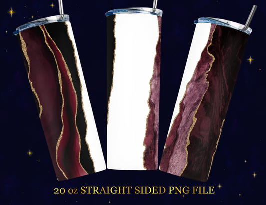 🍷 Burgundy Gold Marble Seamless Tumbler Wrap PNG