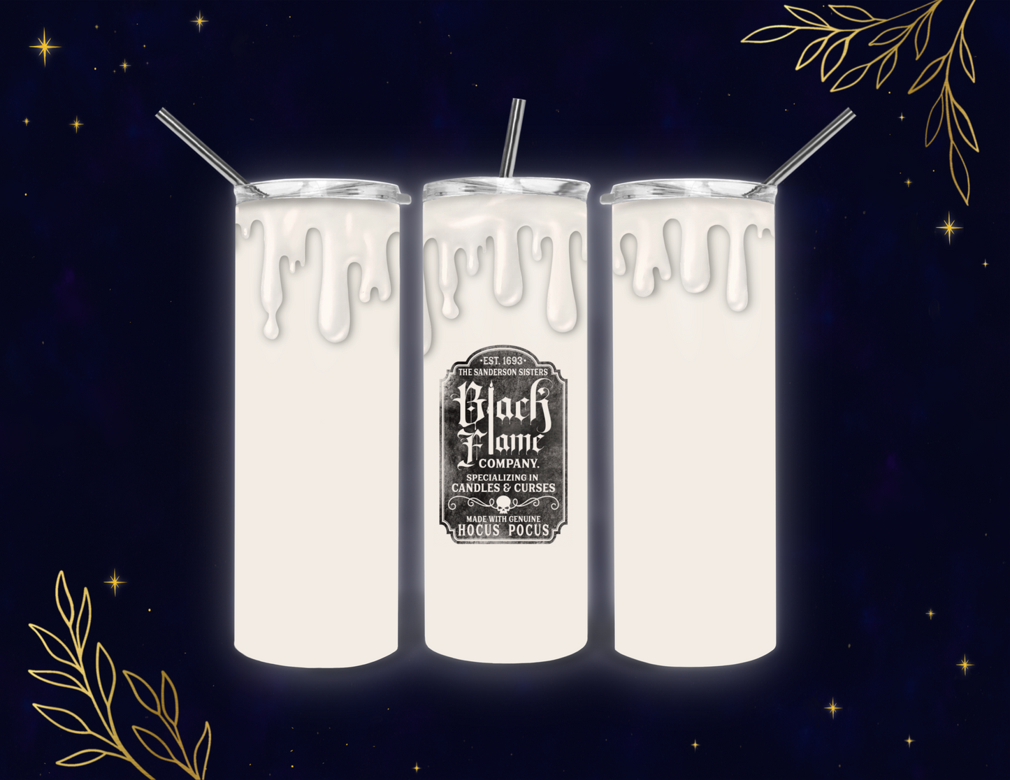 🕯️ Black Flame Candle Drip Tumbler PNG Wrap
