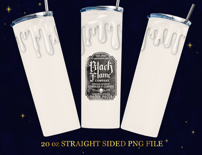 🕯️ Black Flame Candle Drip Tumbler PNG Wrap