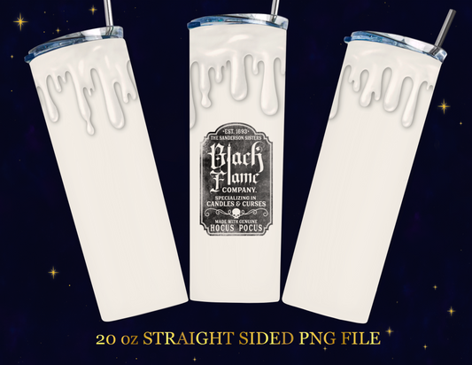 🕯️ Black Flame Candle Drip Tumbler PNG Wrap