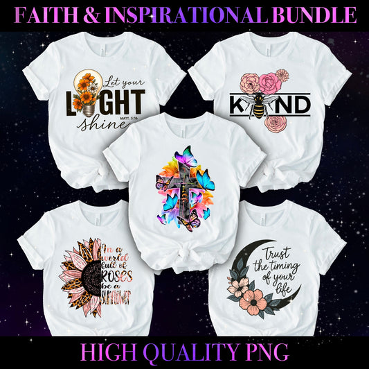 Faith & Inspirational PNG Bundle – 5 Designs